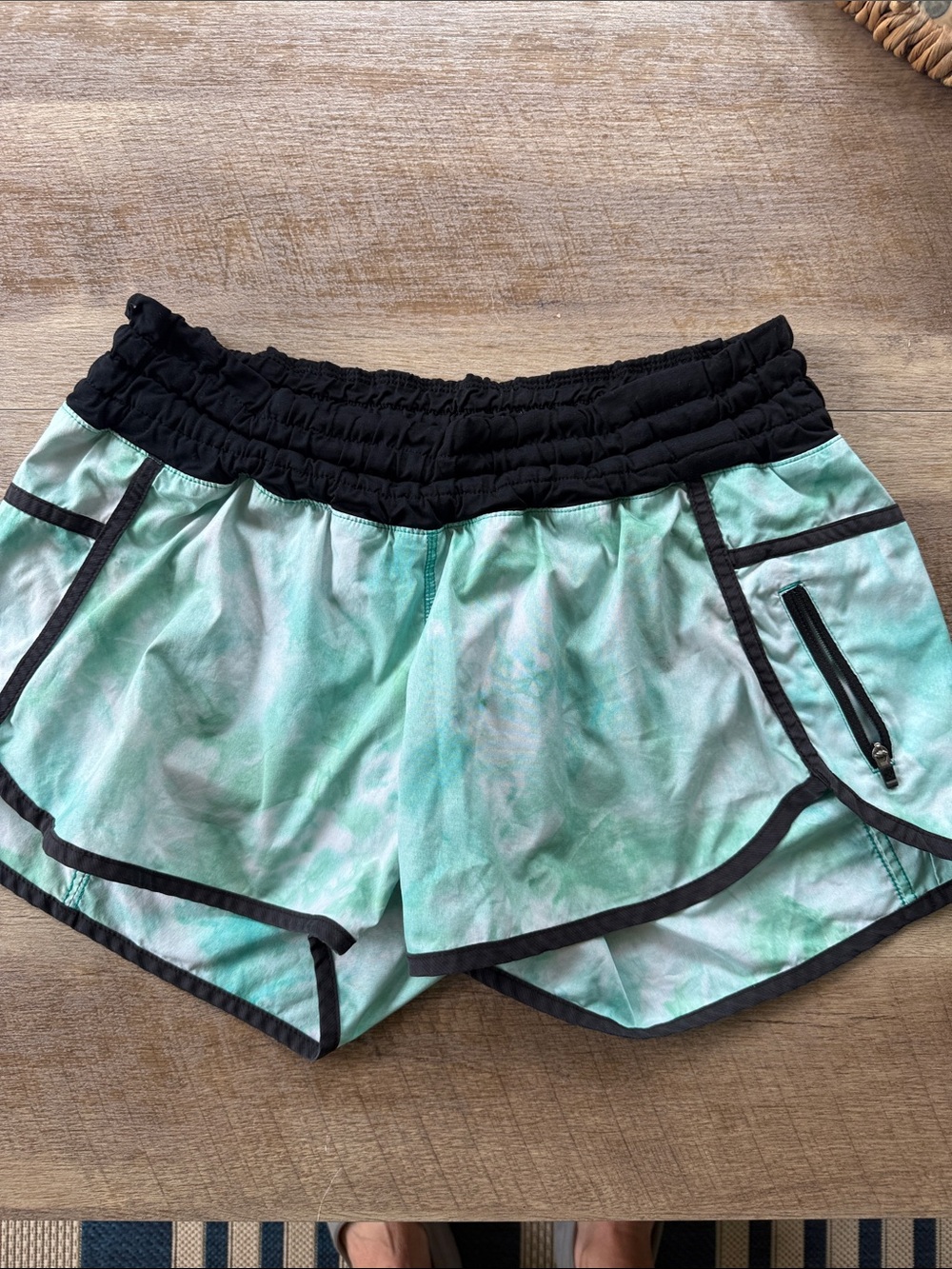 lululemon athletica Mint Green and Black Athletic Shorts size 8